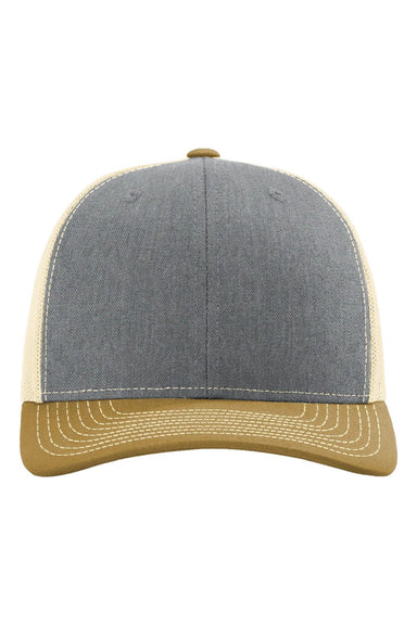 Richardson Hats 112 Mens Snapback Trucker Hat Heather Grey/Birch/Amber Gold Flat Front