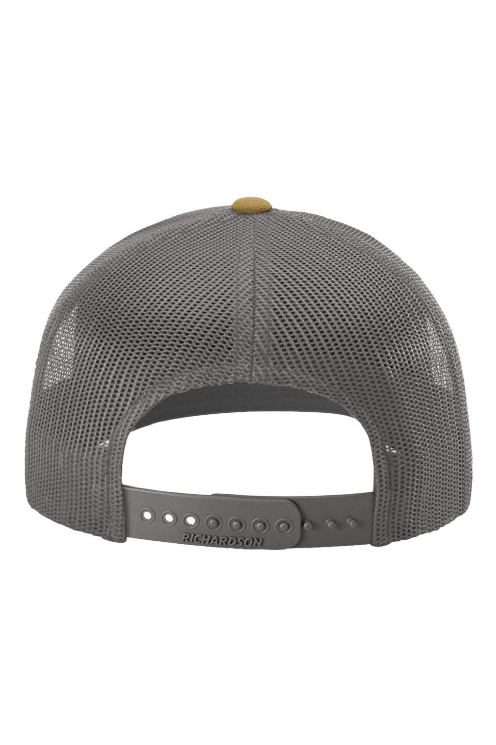 Richardson Hats 112 Mens Snapback Trucker Hat Mink Beige/Charcoal Grey/Amber Gold Flat Back