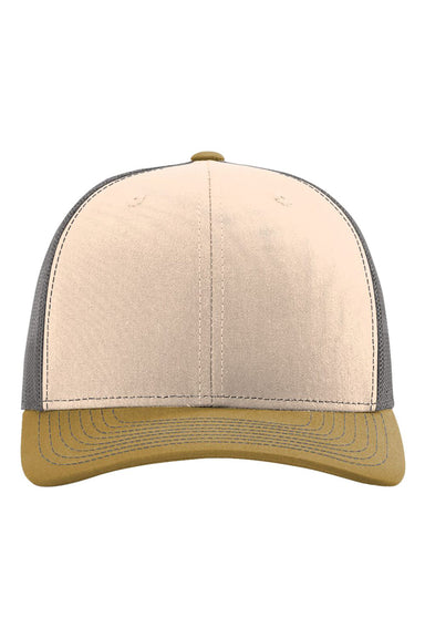 Richardson 112 Mens Snapback Trucker Hat Mink Beige/Charcoal Grey/Amber Gold Flat Front