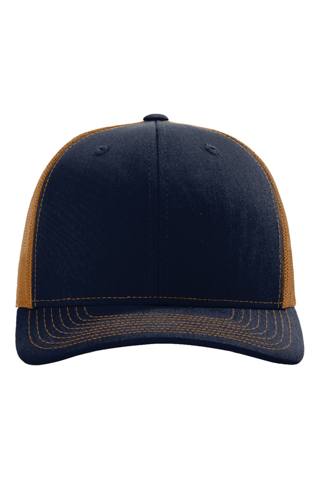 Richardson Hats 112 Mens Snapback Trucker Hat Navy Blue/Carmel Flat Front
