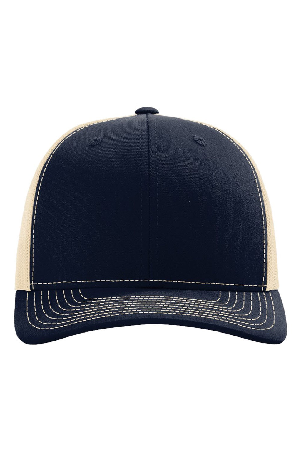 Richardson Hats 112 Mens Snapback Trucker Hat Navy Blue/Khaki Flat Front