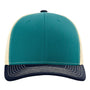 Richardson Hats Mens Snapback Trucker Hat - Teal Blue/Birch/Navy Blue
