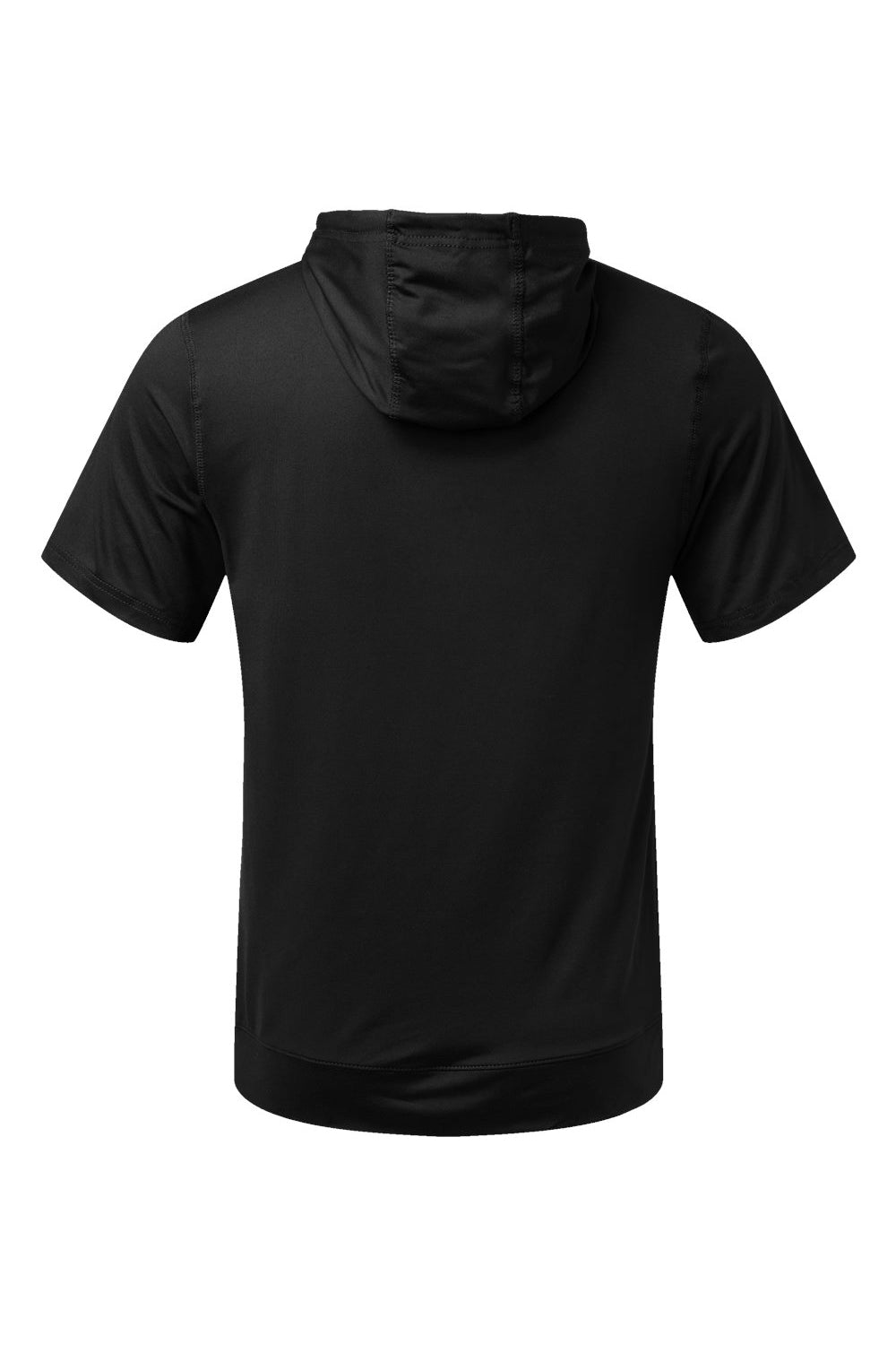 Holloway 222505 Mens Eco Revive Ventura Short Sleeve Hooded Sweatshirt Hoodie Black Flat Back