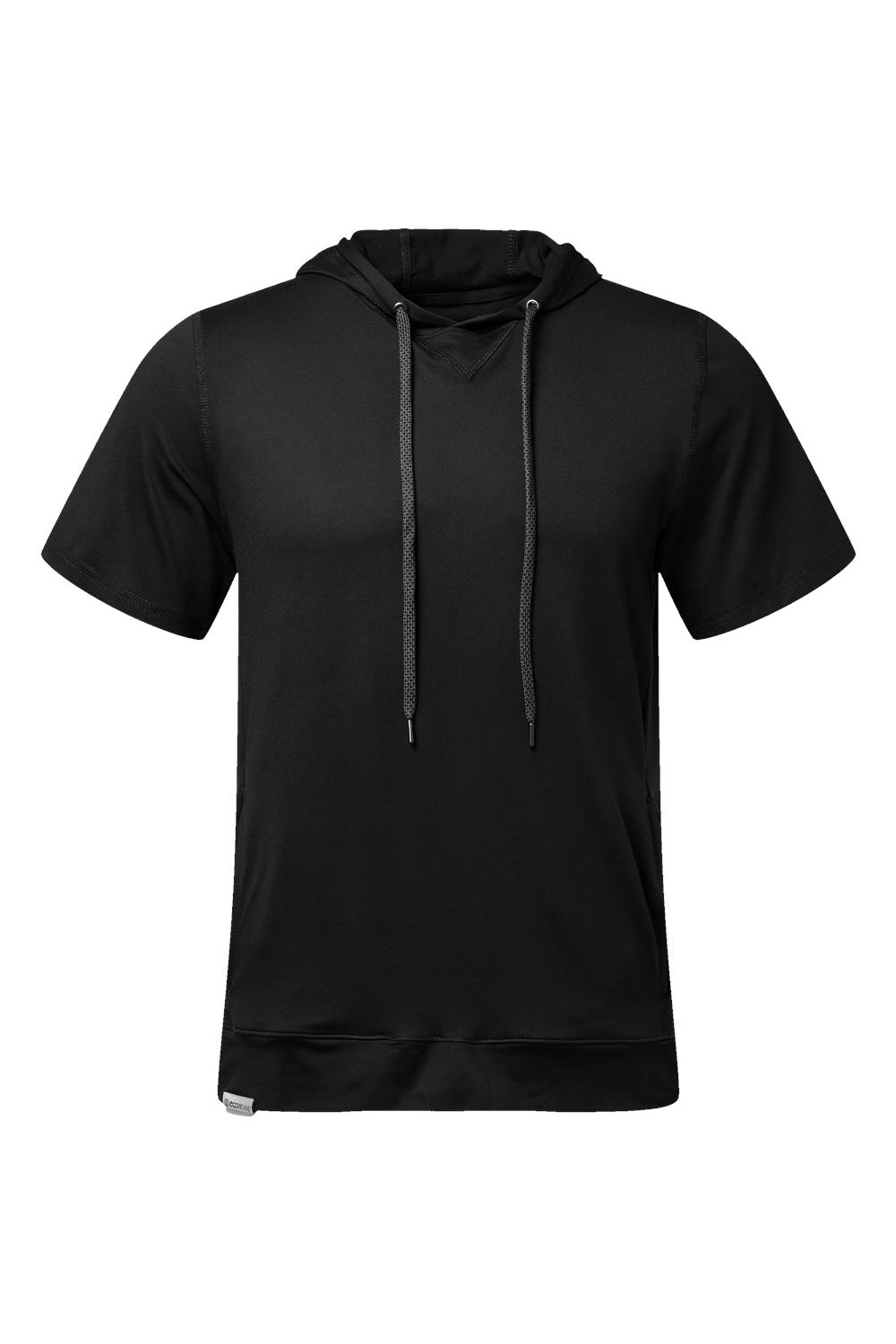 Holloway 222505 Mens Eco Revive Ventura Short Sleeve Hooded Sweatshirt Hoodie Black Flat Front