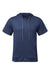 Holloway 222505 Mens Eco Revive Ventura Short Sleeve Hooded Sweatshirt Hoodie Navy Blue Flat Front