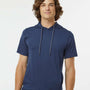 Holloway Mens Eco Revive Ventura Moisture Wicking Short Sleeve Hooded Sweatshirt Hoodie - Navy Blue - NEW