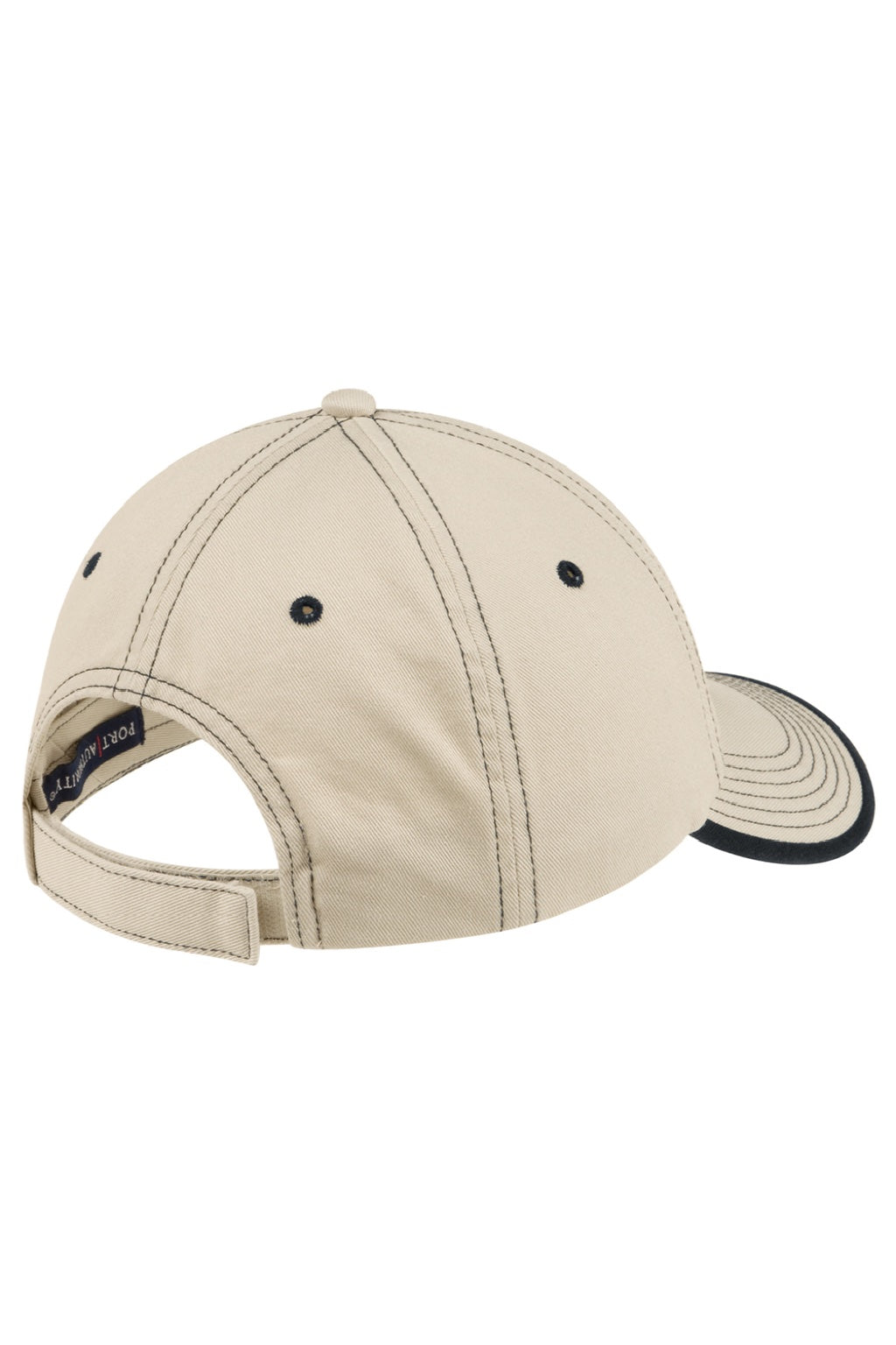 Port Authority Hats C835 Mens Adjustable Hat Stone/Black Flat Back