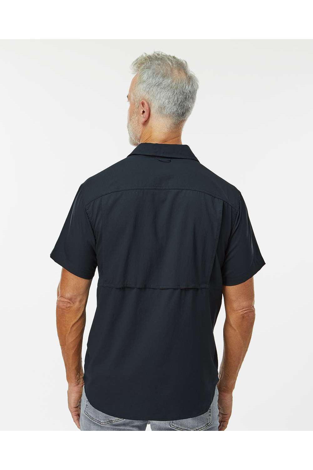 Columbia 203072 Mens Silver Ridge Utility Lite Short Sleeve Button Down Shirt Black Model Back