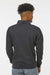 J America 8717 Mens Heavyweight Fleece 1/4 Zip Sweatshirt w/ Pockets Heather Charcoal Grey Model Back