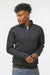 J America 8717 Mens Heavyweight Fleece 1/4 Zip Sweatshirt w/ Pockets Heather Charcoal Grey Model Front