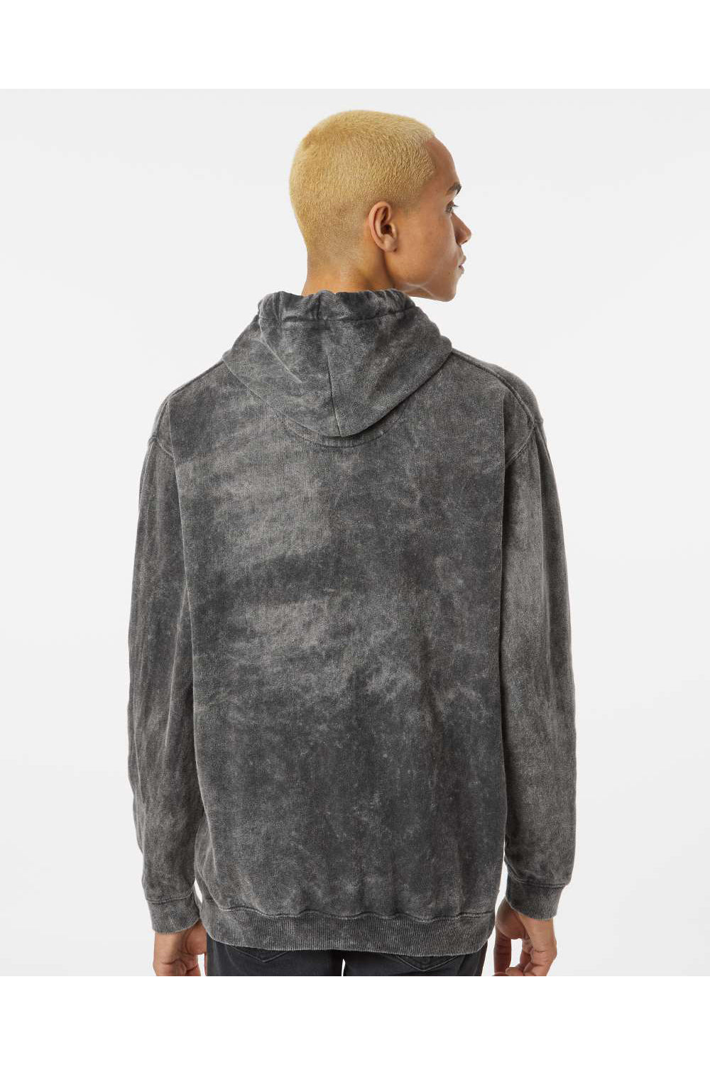 Dyenomite 854MW Mens Premium Fleece Mineral Wash Hooded Sweatshirt Hoodie Grey Mineral Wash Model Back