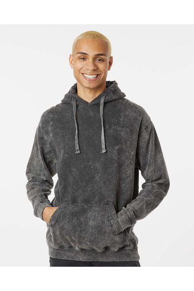 Dyenomite 854MW Mens Premium Fleece Mineral Wash Hooded Sweatshirt Hoodie Grey Mineral Wash Model Front