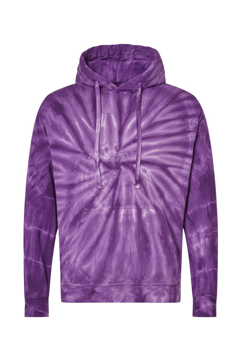 Dyenomite 854CY Mens Cyclone Tie Dyed Hooded Sweatshirt Hoodie Purple Flat Front