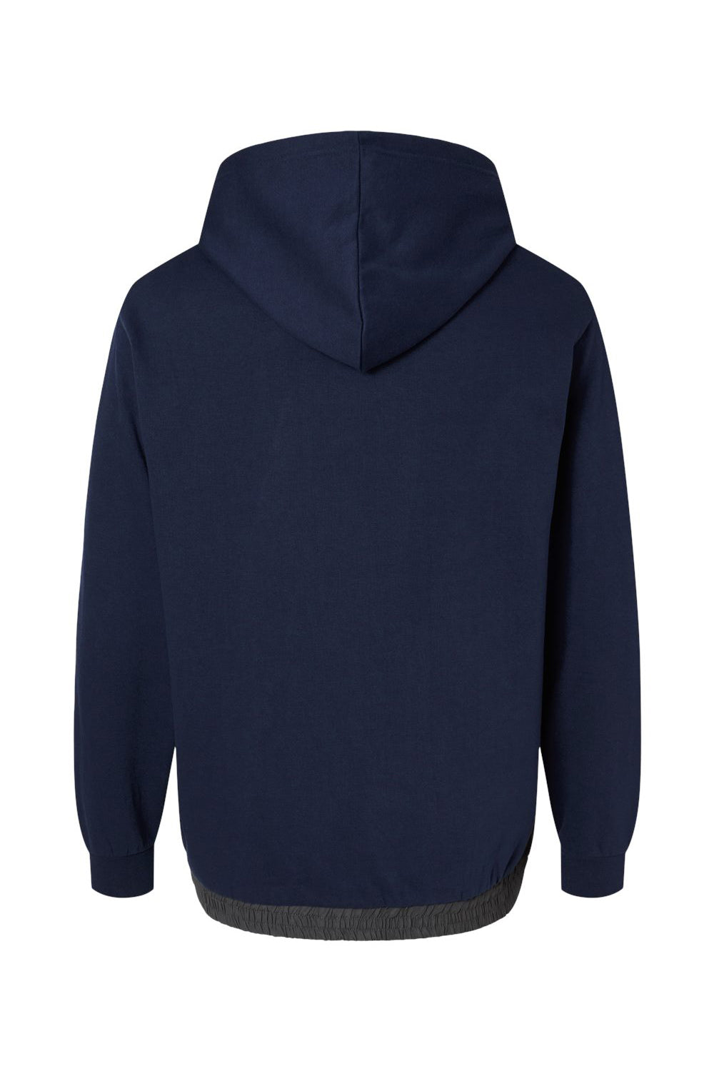 MV Sport 23112 Mens Mixed Media Hooded Sweatshirt Hoodie w/ Pocket Navy Blue/Charcoal Grey Flat Back