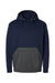 MV Sport 23112 Mens Mixed Media Hooded Sweatshirt Hoodie w/ Pocket Navy Blue/Charcoal Grey Flat Front