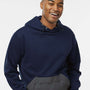 MV Sport Mens Mixed Media Hooded Sweatshirt Hoodie w/ Pocket - Navy Blue/Charcoal Grey