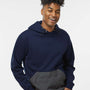 MV Sport Mens Mixed Media Hooded Sweatshirt Hoodie - Navy Blue/Charcoal Grey - NEW