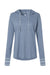 MV Sport W19439 Womens Heathered Jersey Hooded T-Shirt Hoodie Stonewashed Blue Flat Front