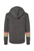 MV Sport W22732 Womens Striped Sleeves Full Zip Hooded Sweatshirt Hoodie w/ Pockets Charcoal Grey Flat Back