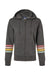 MV Sport W22732 Womens Striped Sleeves Full Zip Hooded Sweatshirt Hoodie w/ Pockets Charcoal Grey Flat Front