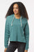 MV Sport W23101 Womens Angel Fleece Crop Hooded Sweatshirt Hoodie Mallard Green Model Front