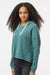 MV Sport W23101 Womens Angel Fleece Crop Hooded Sweatshirt Hoodie Mallard Green Model Side