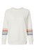 MV Sport W23152 Womens Striped Sleeves Crewneck Sweatshirt Ivory Flat Front
