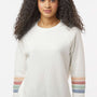 MV Sport Womens Striped Sleeves Crewneck Sweatshirt - Ivory