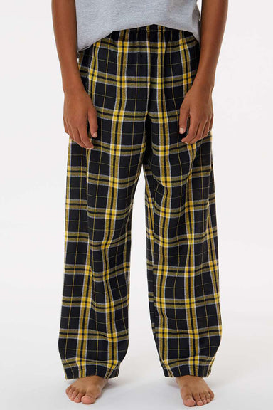 Boxercraft BY6624 Youth Flannel Pants w/ Pockets Black/Gold Model Front