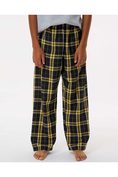 Boxercraft BY6624 Youth Flannel Pants Black/Gold Model Front