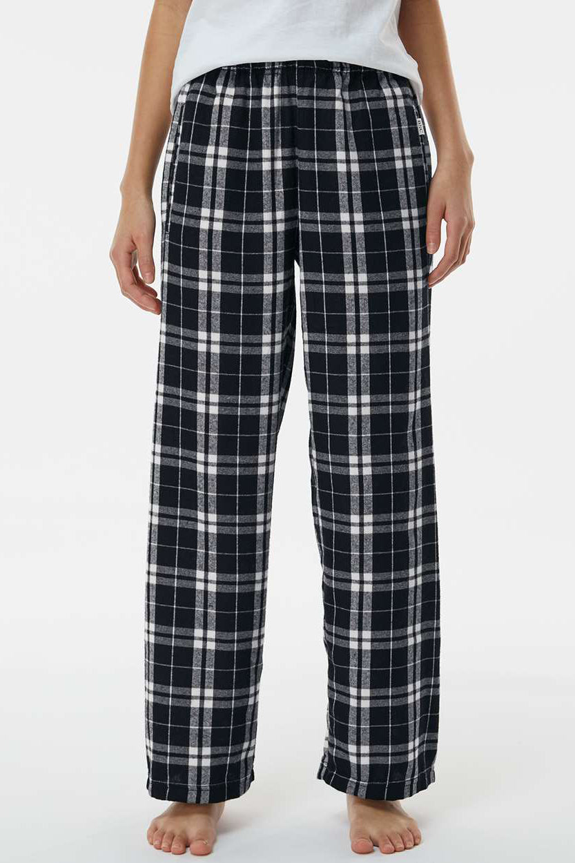 Boxercraft BY6624 Youth Flannel Pants w/ Pockets Black/White Model Front