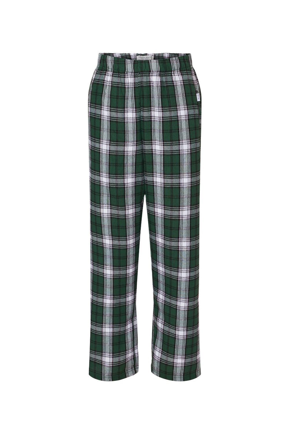 Boxercraft BY6624 Youth Flannel Pants w/ Pockets Green/White Flat Front
