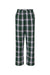 Boxercraft BY6624 Youth Flannel Pants w/ Pockets Green/White Flat Front