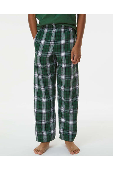 Boxercraft BY6624 Youth Flannel Pants Green/White Model Front