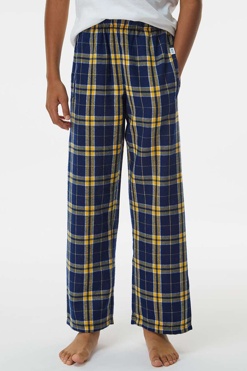Boxercraft BY6624 Youth Flannel Pants w/ Pockets Navy Blue/Gold Model Front
