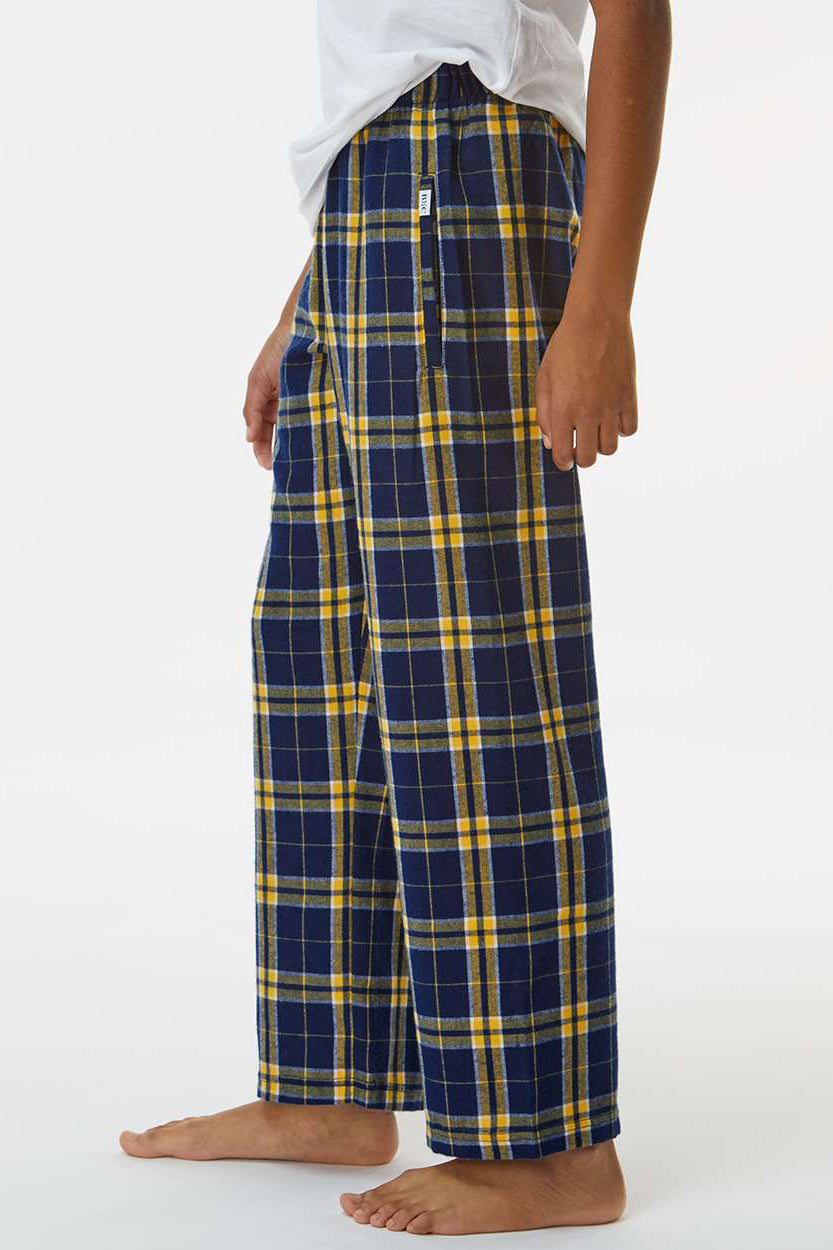 Boxercraft BY6624 Youth Flannel Pants w/ Pockets Navy Blue/Gold Model Side