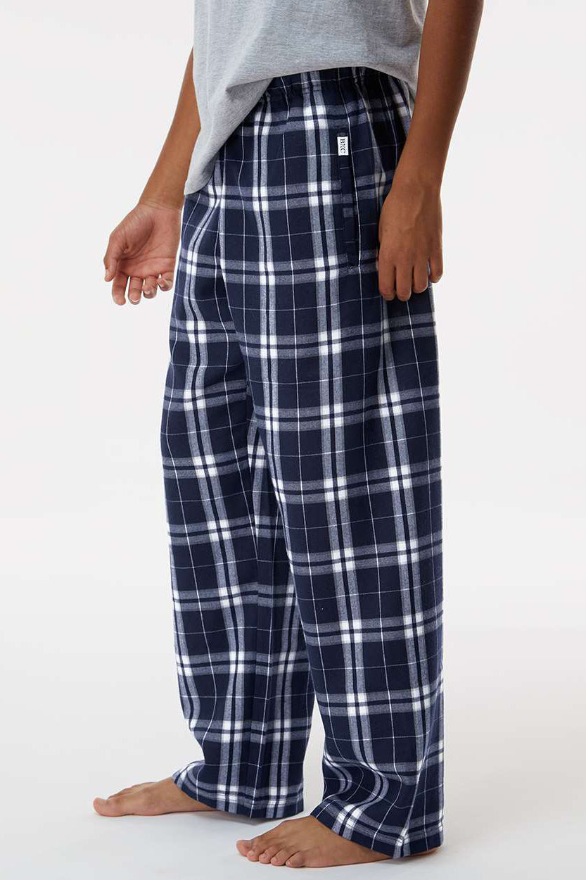 Boxercraft BY6624 Youth Flannel Pants w/ Pockets Navy Blue/Silver Grey Model Side
