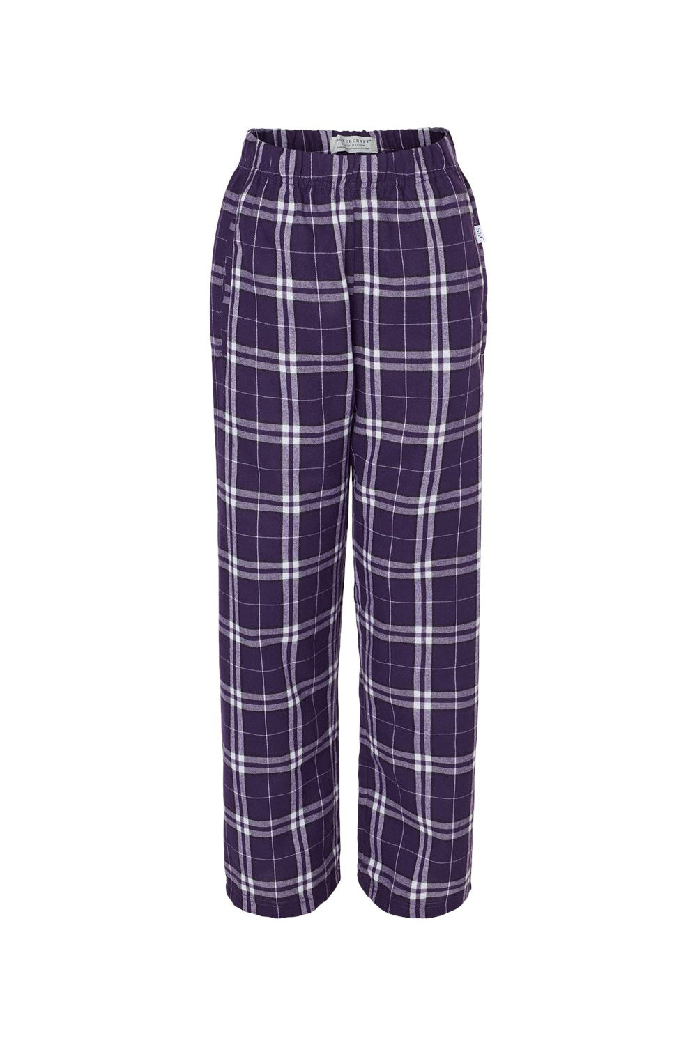 Boxercraft BY6624 Youth Flannel Pants w/ Pockets Purple/White Flat Front