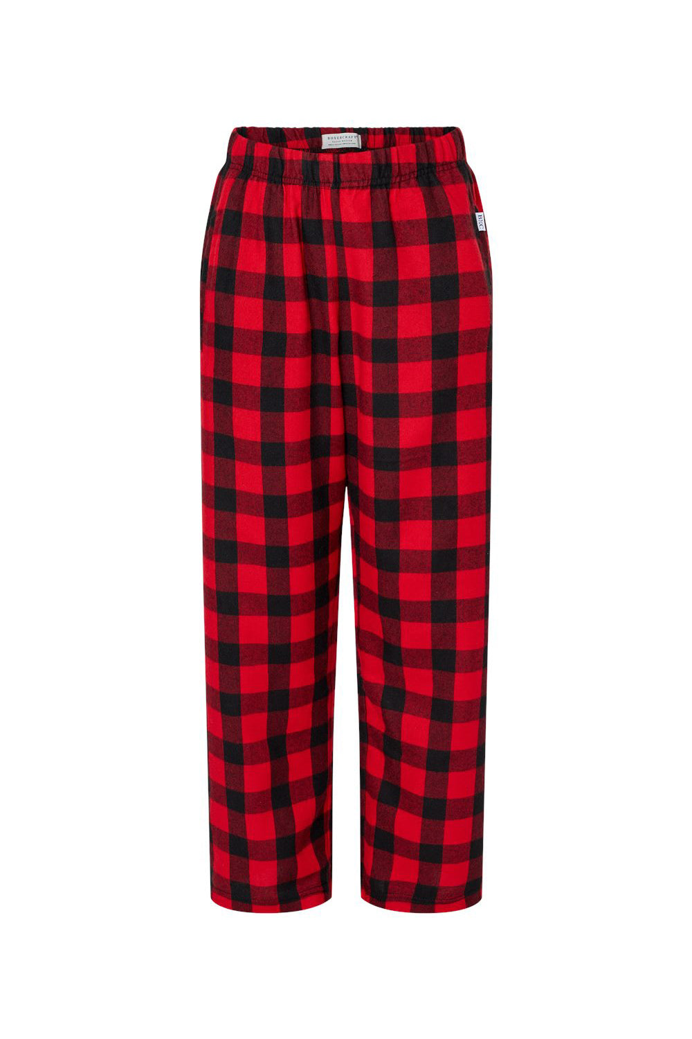 Boxercraft BY6624 Youth Flannel Pants w/ Pockets Red/Black Buffalo Flat Front