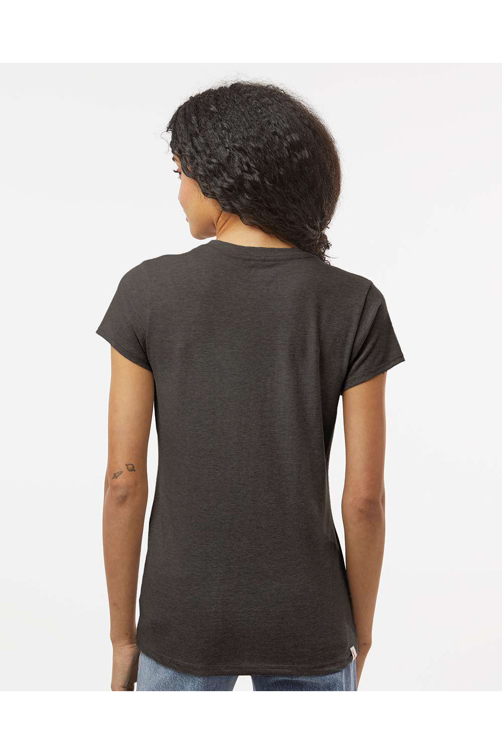 Kastlfel 2011 Womens RecycledSoft Short Sleeve V-Neck T-Shirt Carbon Grey Model Back