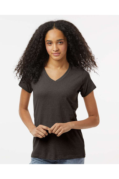 Kastlfel 2011 Womens RecycledSoft Short Sleeve V-Neck T-Shirt Carbon Grey Model Front