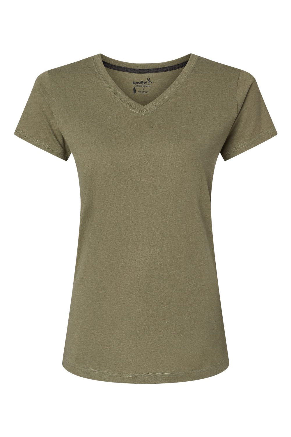 Kastlfel 2011 Womens Recycled Soft Short Sleeve V-Neck T-Shirt Moss Green Flat Front