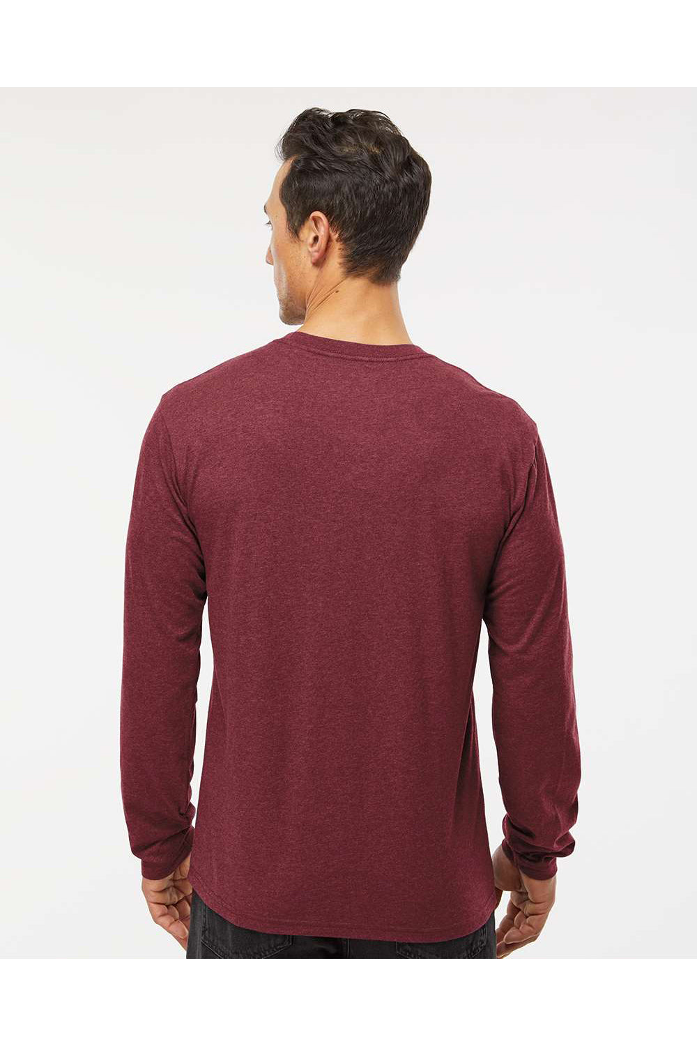 Kastlfel 2016 Mens RecycledSoft Long Sleeve Crewneck T-Shirt Burgundy Model Back