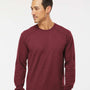 Kastlfel Mens Recycled Soft Long Sleeve Crewneck T-Shirt - Burgundy - NEW