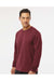 Kastlfel 2016 Mens RecycledSoft Long Sleeve Crewneck T-Shirt Burgundy Model Side