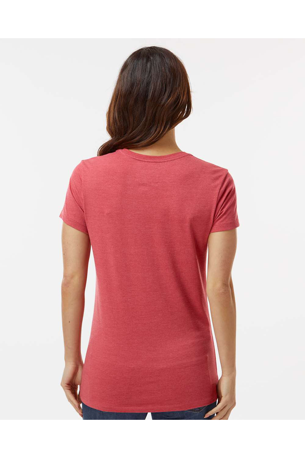 Kastlfel 2021 Womens RecycledSoft Short Sleeve Crewneck T-Shirt Red Model Back