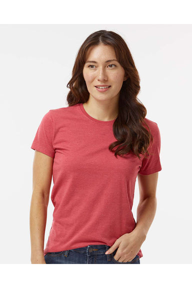 Kastlfel 2021 Womens RecycledSoft Short Sleeve Crewneck T-Shirt Red Model Front