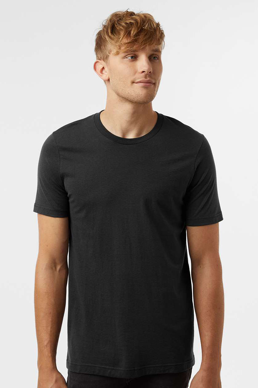 Tultex 602 Mens Short Sleeve Crewneck T-Shirt Black Model Front