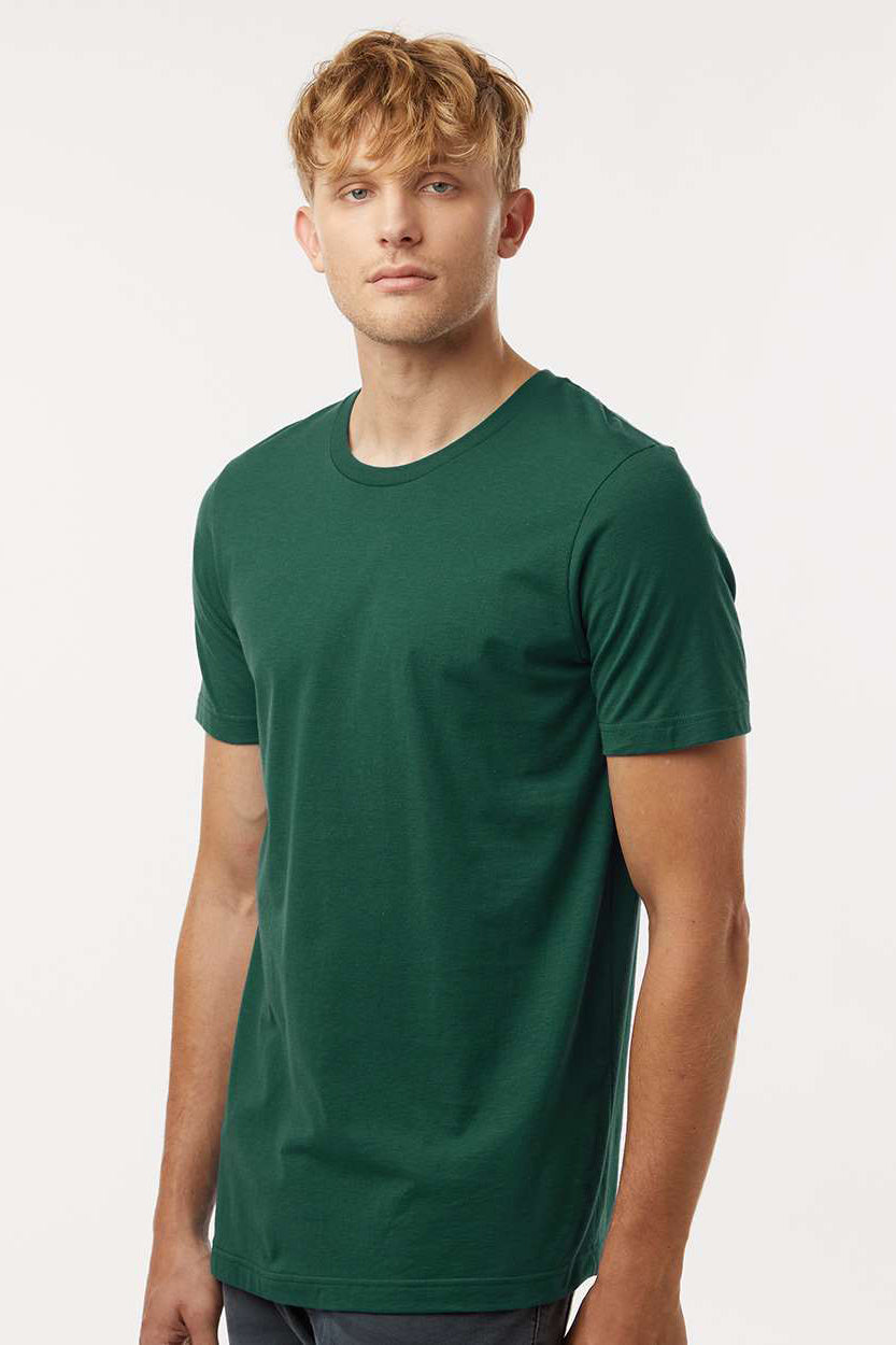Tultex 602 Mens Short Sleeve Crewneck T-Shirt Forest Green Model Side