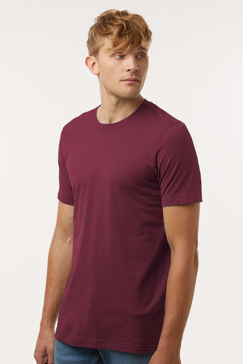 Tultex 602 Mens Short Sleeve Crewneck T-Shirt Maroon Model Side